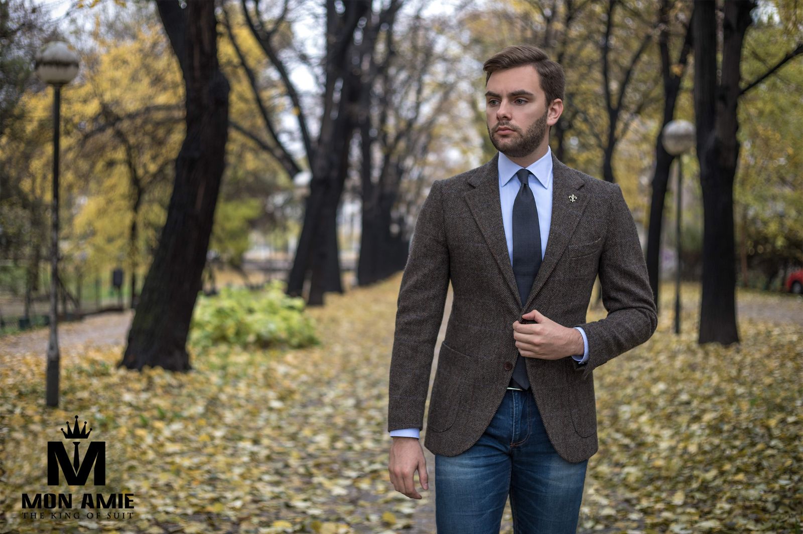 Subtle Plaid Dark Brown Blazer With Patched Pockets